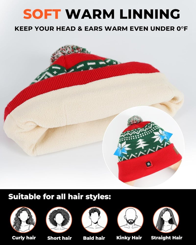 ARRIS Heated Beanie Hat with 3 Heating, Soft Knit Electric WinteHat for Skiing Hunting - Image 5